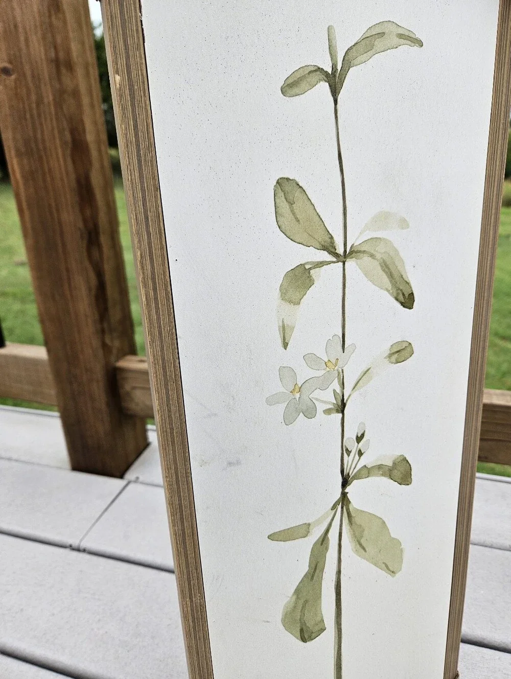 Vintage Botanical Framed Wood Wall Art Budding Floral Leaf Print Farmhouse Boho